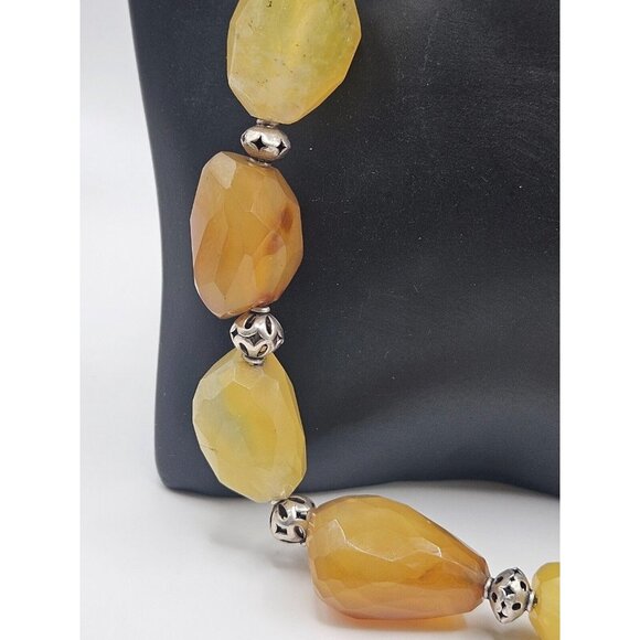 Butterscotch and Lemon Agate Sterling silver Chunky 21" Necklace Excellent Cond - Picture 5 of 6